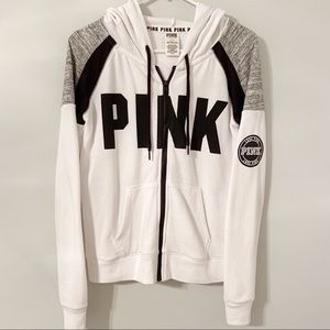 VS PINK white zip up hooded jacked